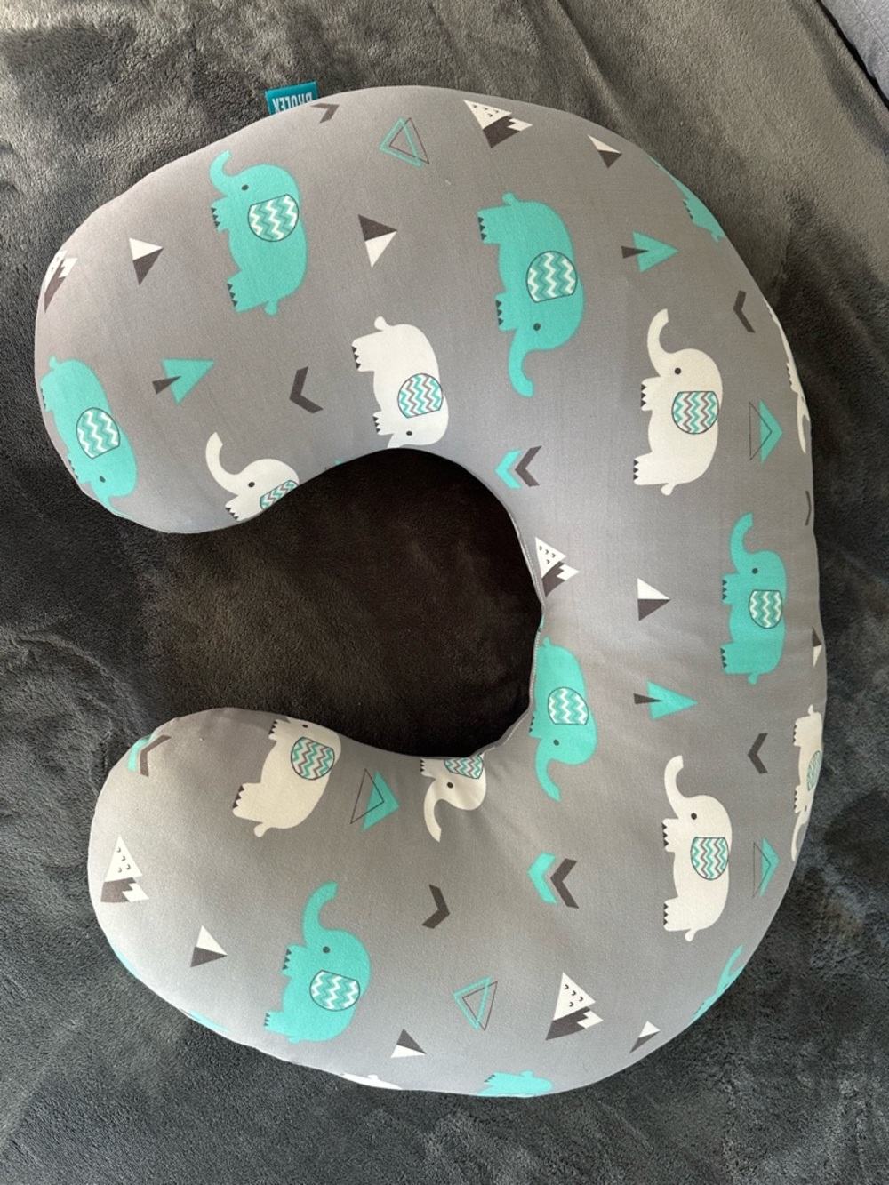 Boppy Nursing/Breastfeeding Support Pillow w/ Brolex Elephant Pillow Cover